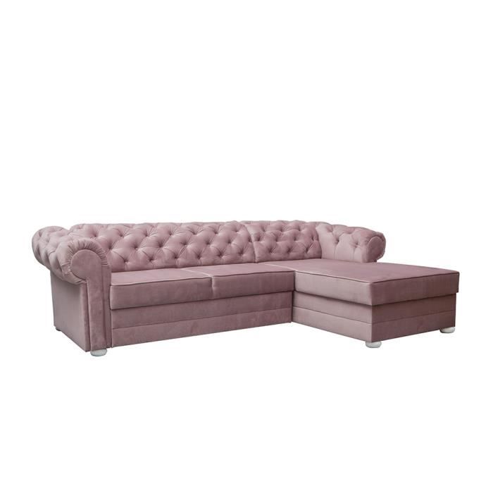 Produit similaire: Canapé d'angle convertible en lit 4/5 Places Style Chesterfield en Tissu (velours) AVIA (Rose, Canapé d'angle droit)