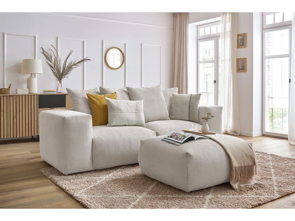 Produit similaire: Canapé droit fixe modulable VOLTAIRE avec pouf beige BOBOCHIC 4 places