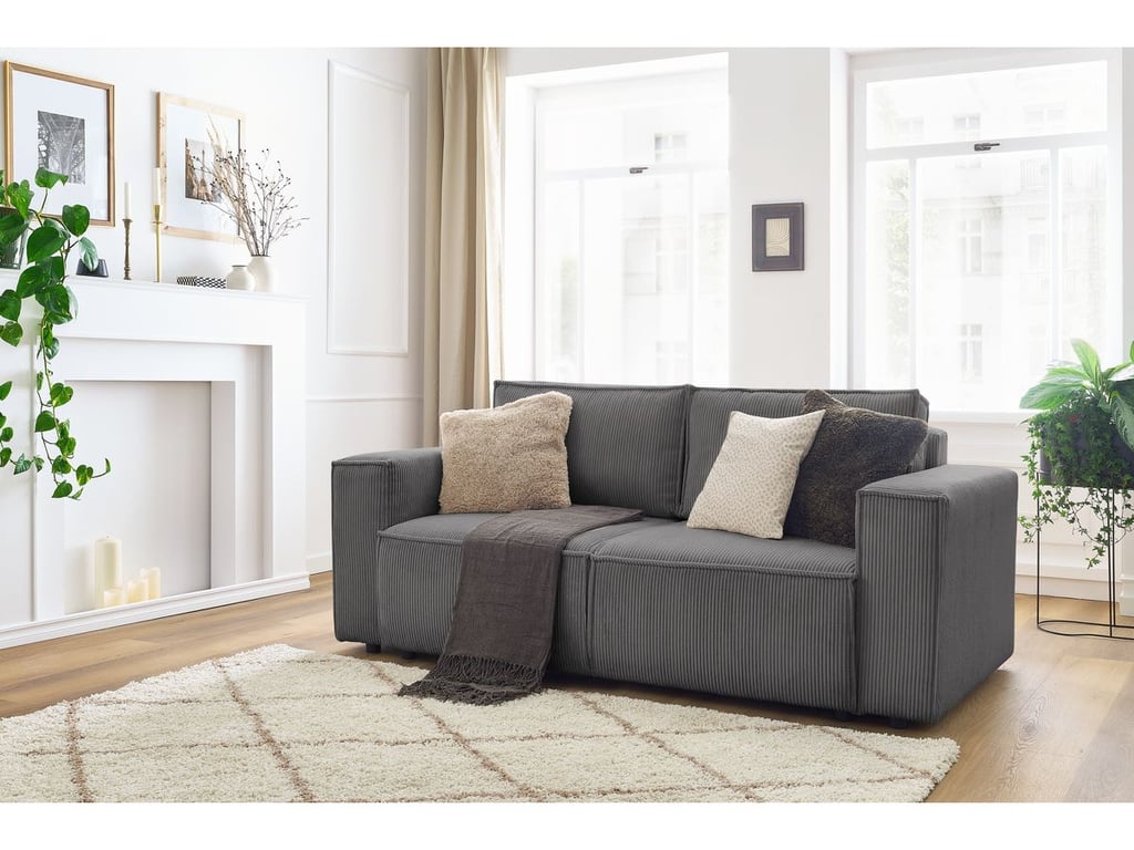 Produit similaire: Canapé droit fixe 2 places NIHAD velours côtelé gris foncé BOBOCHIC