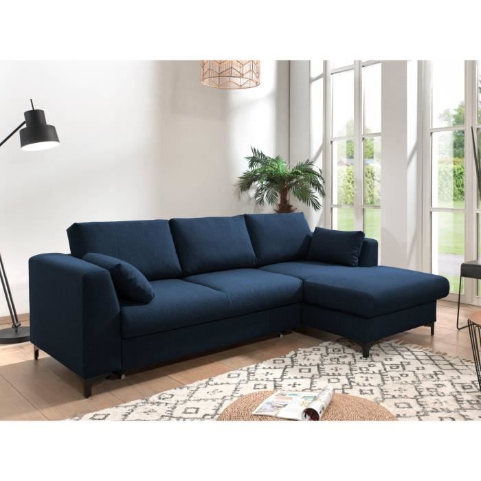 Produit similaire: Canapé d'angle convertible avec coffre 4 places style contemporain droit - Tala - Bleu pétrole