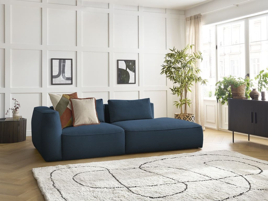 Produit similaire: Leopold canapé droit fixe 3 places velours côtelé bleu foncé
