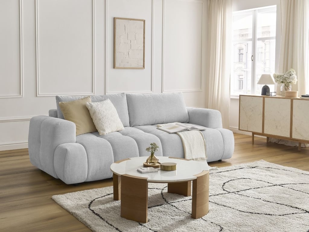 Produit similaire: Canapé droit convertible 3 places FUJI tissu lisse gris clair BOBOCHIC