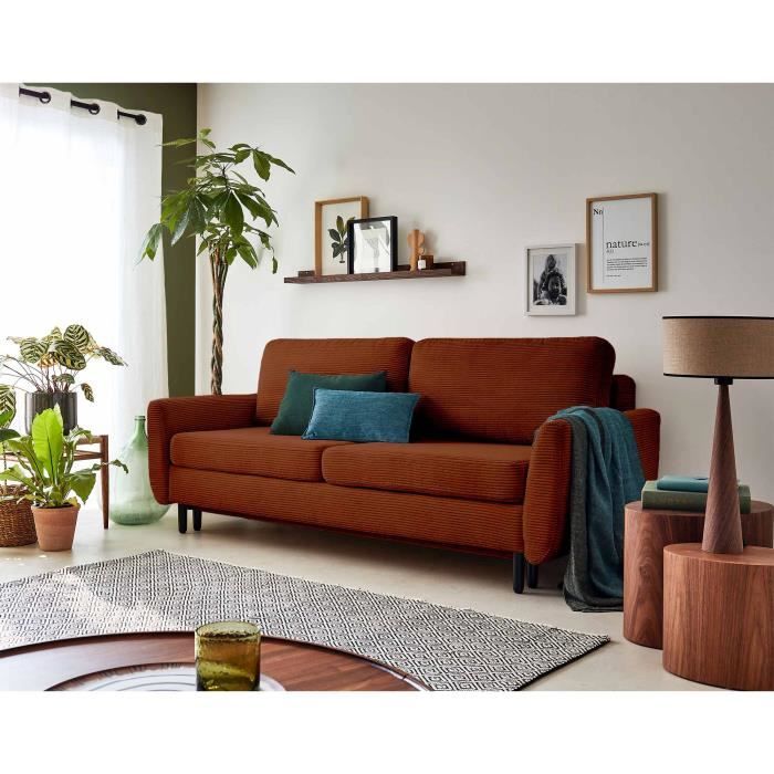 Produit similaire: Dan - canapé 3 places - convertible avec coffre - en velours côtelé - Terracotta
