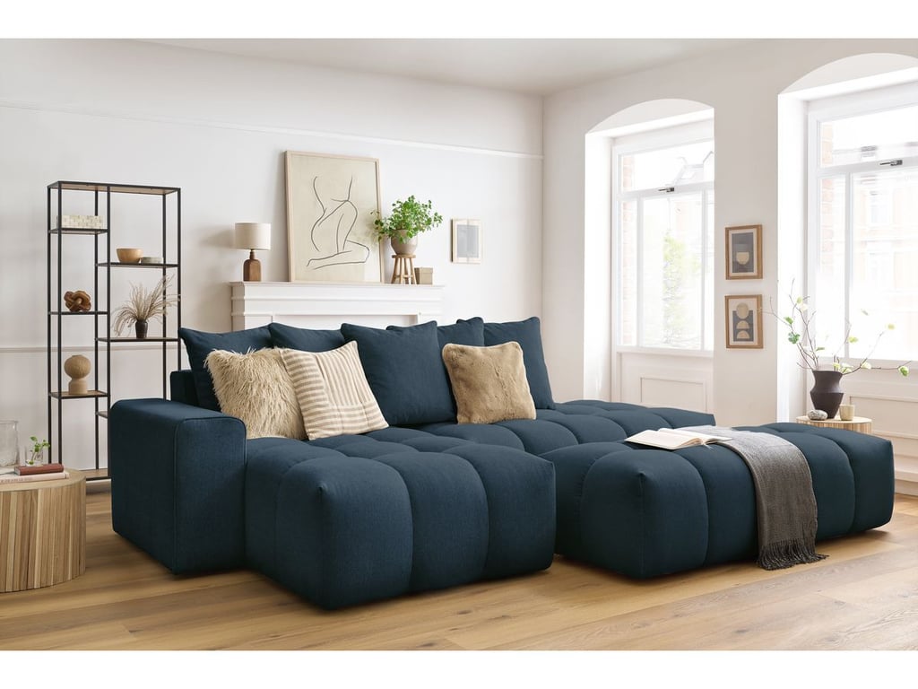 Produit similaire: Canapé d'angle fixe MONT-BLANC tissu avec pouf bleu foncé angle gauche BOBOCHIC 4 places