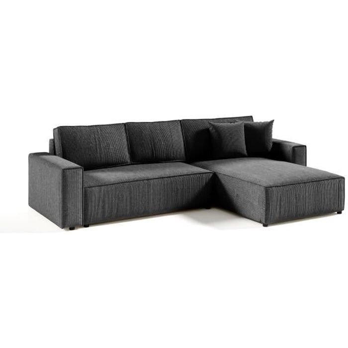 Produit similaire: Canapé d'angle convertible VELLA en velours côtelé noir