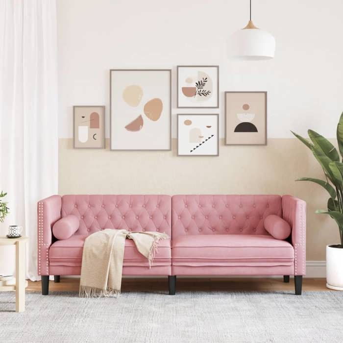 Produit similaire: Sofa droit fixe - Clic Clac Canapé Chesterfield avec traversins 3 places - NEUF - rose velours CA7235777