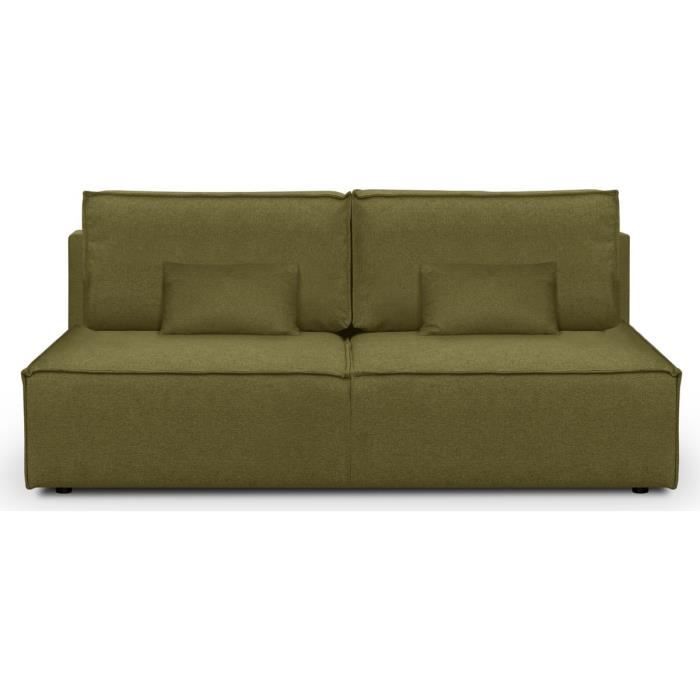 Produit similaire: Canapé convertible 3 places avec coffre de rangement en tissu vert olive - Milla New
