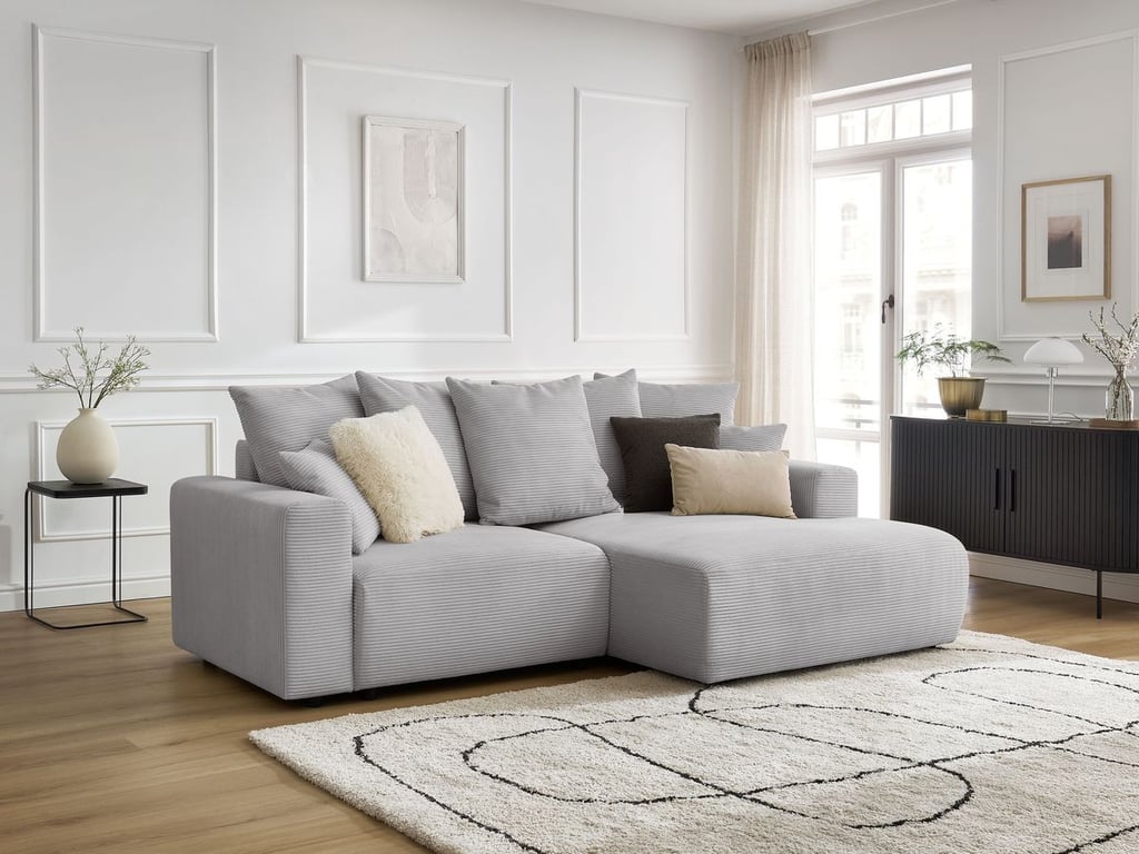 Produit similaire: Canapé d'angle convertible coffre ATILLA velours côtelé gris clair angle droit BOBOCHIC 3 places