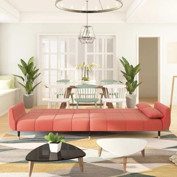 Produit similaire: Lit banquette 2 places - convertible - Canapé-lit à 2 places avec deux oreillers Rose Velours CAL2752607