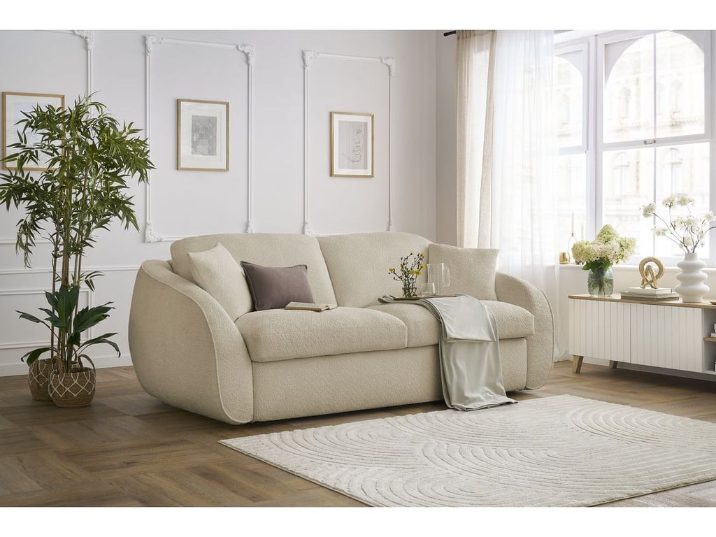 Produit similaire: Canapé droit convertible CEZANNE ouverture express tissu bouclette beige 160x194 BOBOCHIC 3 places