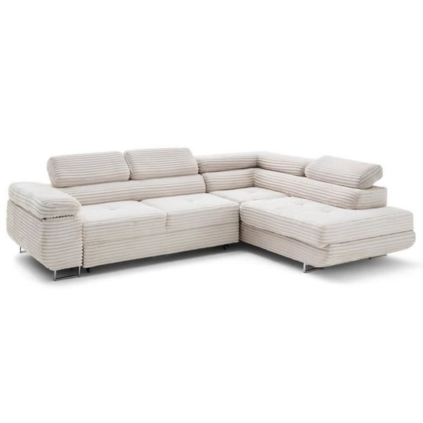 Zaria - Canapé d'angle droit 5 places velours beige