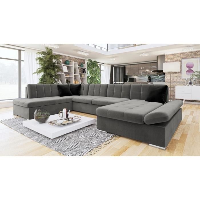 Produit similaire: Canapé panoramique convertible BERGEN tissu gris foncé angle gauche
