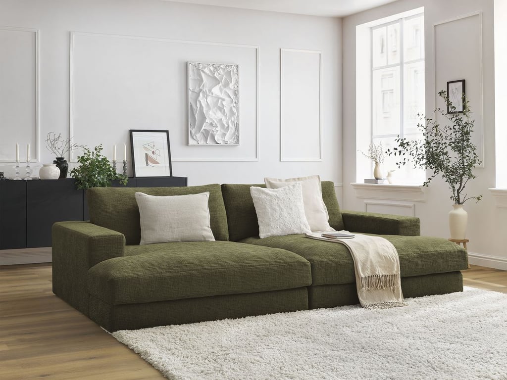 Produit similaire: Canapé droit fixe 4 places LEONARD assise profonde tissu texturé vert BOBOCHIC