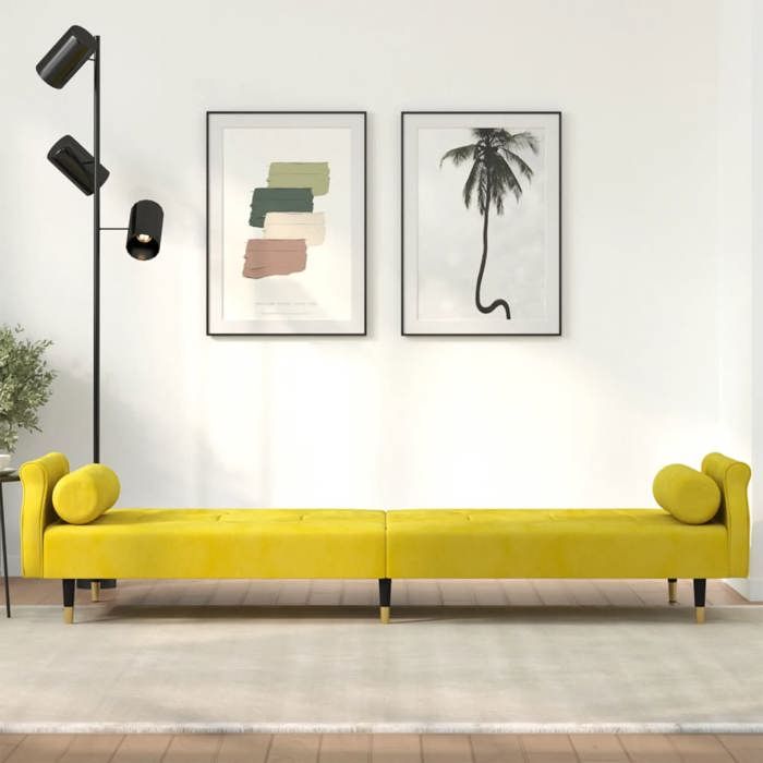 Produit similaire: Lit banquette 2 places - convertible - Canapé-lit avec coussins jaune velours CAL1908527
