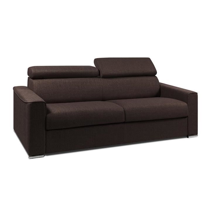 Produit similaire: Canapé 4 places convertible express en tissu VIZIR - Marron - Couchage lattes larges 160 cm - Matelas 22 cm avec mémoire de forme