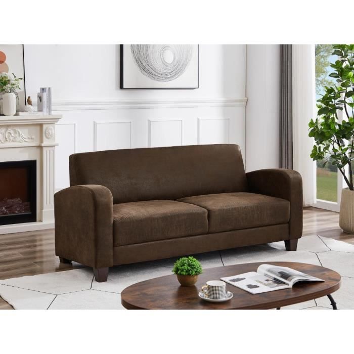 Produit similaire: Canapé 3 places club en microfibre marron aspect cuir vieilli MADIE II