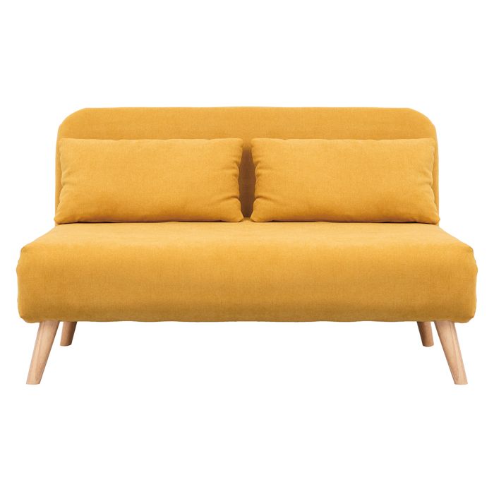 Produit similaire: Chauffeuse 2 places convertible en tissu effet velours moutarde et bois clair AMIKO