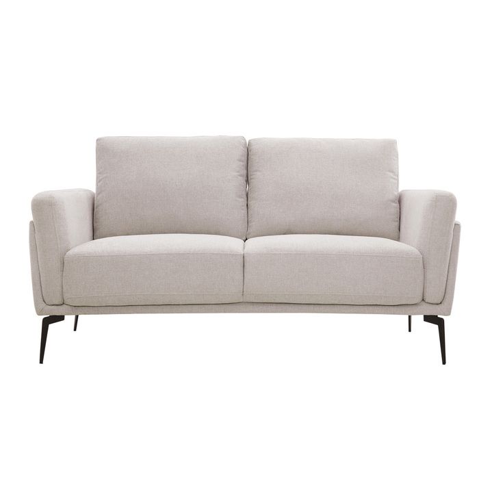 Produit similaire: Canapé design 2 places en tissu effet velours texturé beige et métal noir MOSCO