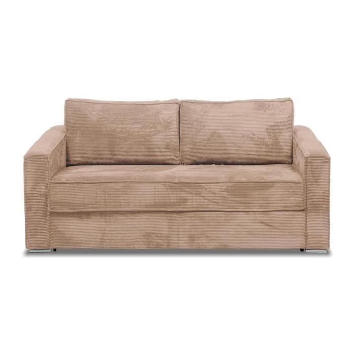 Produit similaire: Canapé 4 places convertible express en velours côtelé taupe - Couchage 160 cm - Matelas 14 cm LORETO