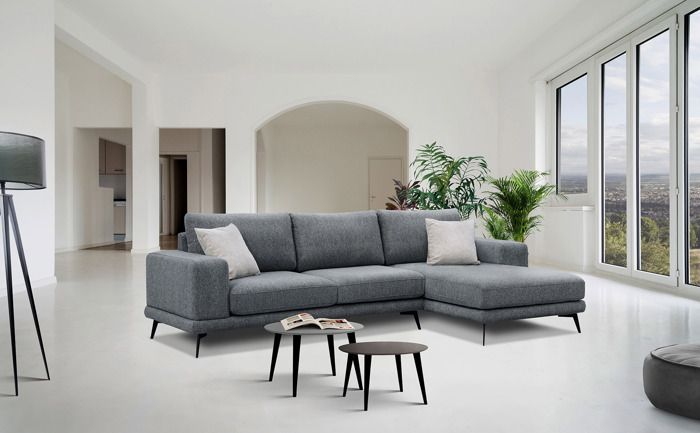 Produit similaire: Canapé d'angle droit, 4 places, MEDIOLANE, Tissu Gris foncé
