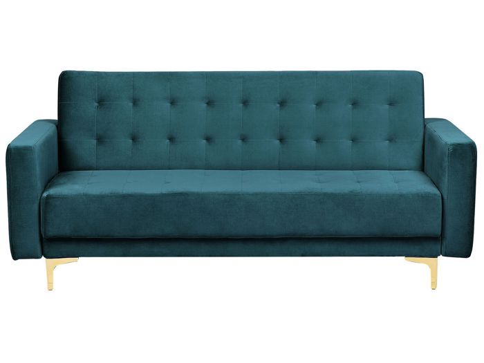 Produit similaire: Canapé convertible 3 places en velours bleu paon ABERDEEN