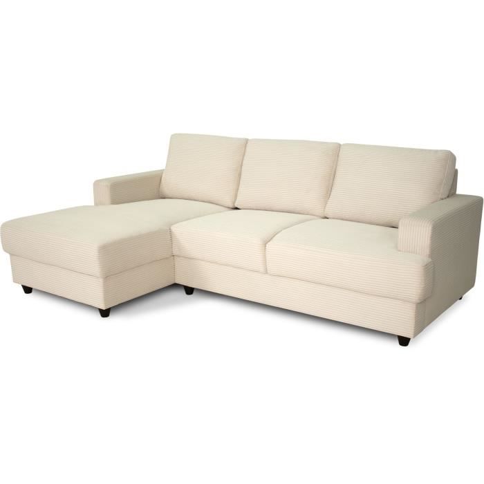 Produit similaire: Canapé d'angle gauche 4 places - PAUL in cord - Tissu Beige - 216 x 141 x 79 cm - Fabriqué en Ukraine