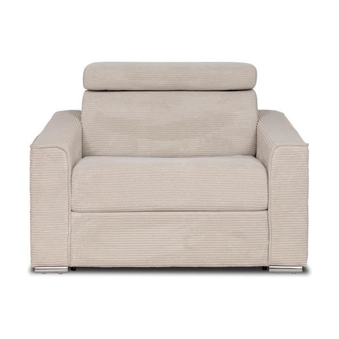 Produit similaire: Fauteuil convertible express en velours côtelé beige - Couchage 70 cm - Matelas 14 cm VIZIR