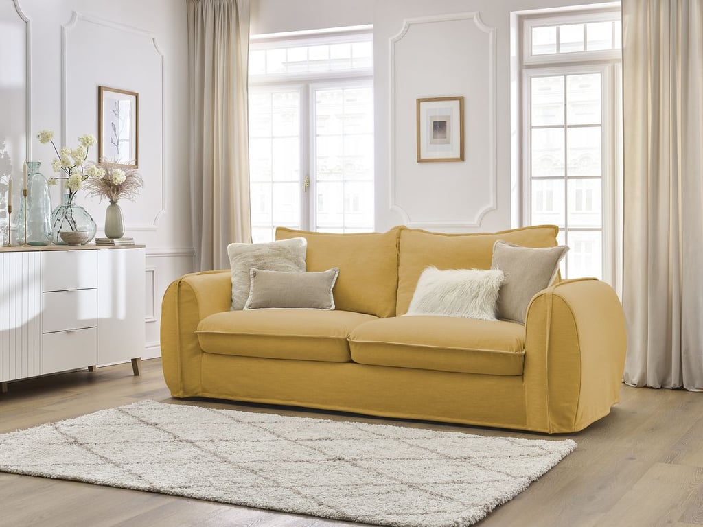 Produit similaire: Canapé droit convertible ARCHIMEDE ouverture express déhoussable jaune 140x194 BOBOCHIC 3 places