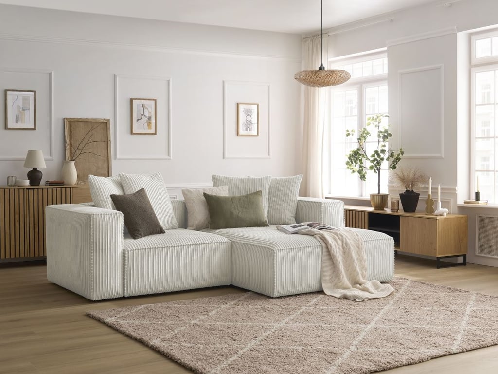 Produit similaire: Canapé d'angle fixe NINA velours côtelé gris clair angle droit BOBOCHIC 3 places