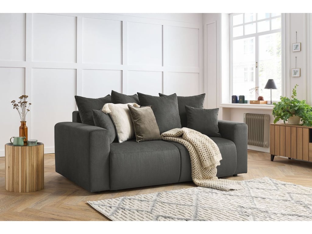 Produit similaire: Canapé droit fixe 2 places ENVY velours côtelé gris foncé BOBOCHIC