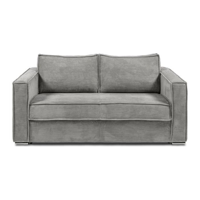 Produit similaire: Canapé 3 places convertible express en velours côtelé gris clair - Couchage 140 cm - Matelas 14 cm LORETO