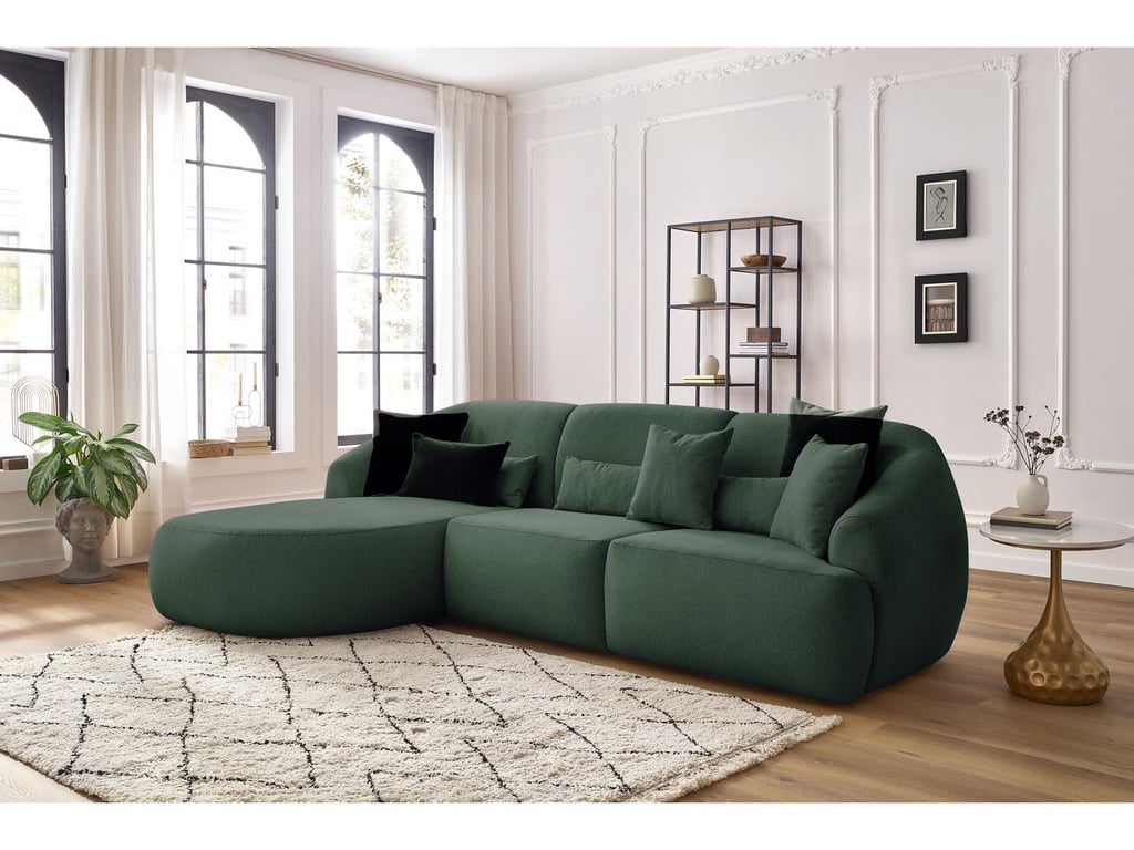 Produit similaire: Canapé d'angle fixe ALESIA tissu chiné vert angle gauche BOBOCHIC 3 places