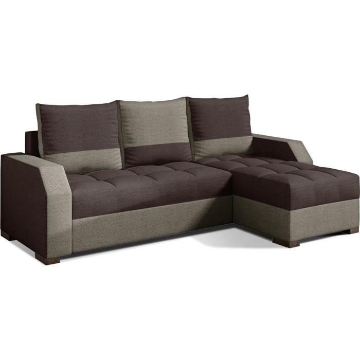 Produit similaire: Canapé d'angle convertible - ARTE - en tissu de qualité - marron et beige, 3/4 places, angle droit (vu de face)