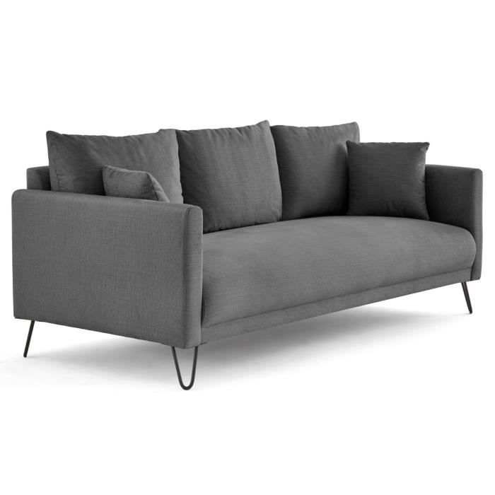 Produit similaire: Ostrava - canapé droit 3 places en velours pieds en épingle - Gris