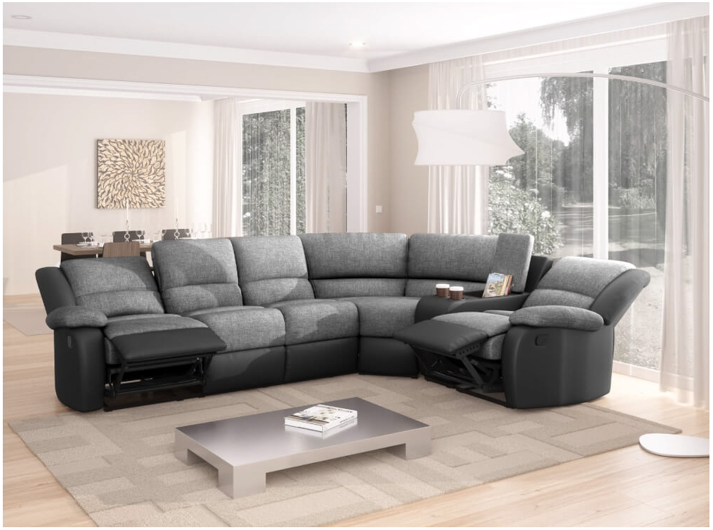 Produit similaire: RELAXXO - Canapé d'angle de Relaxation manuel LEO 5 places bi-matière Simili/Tissu