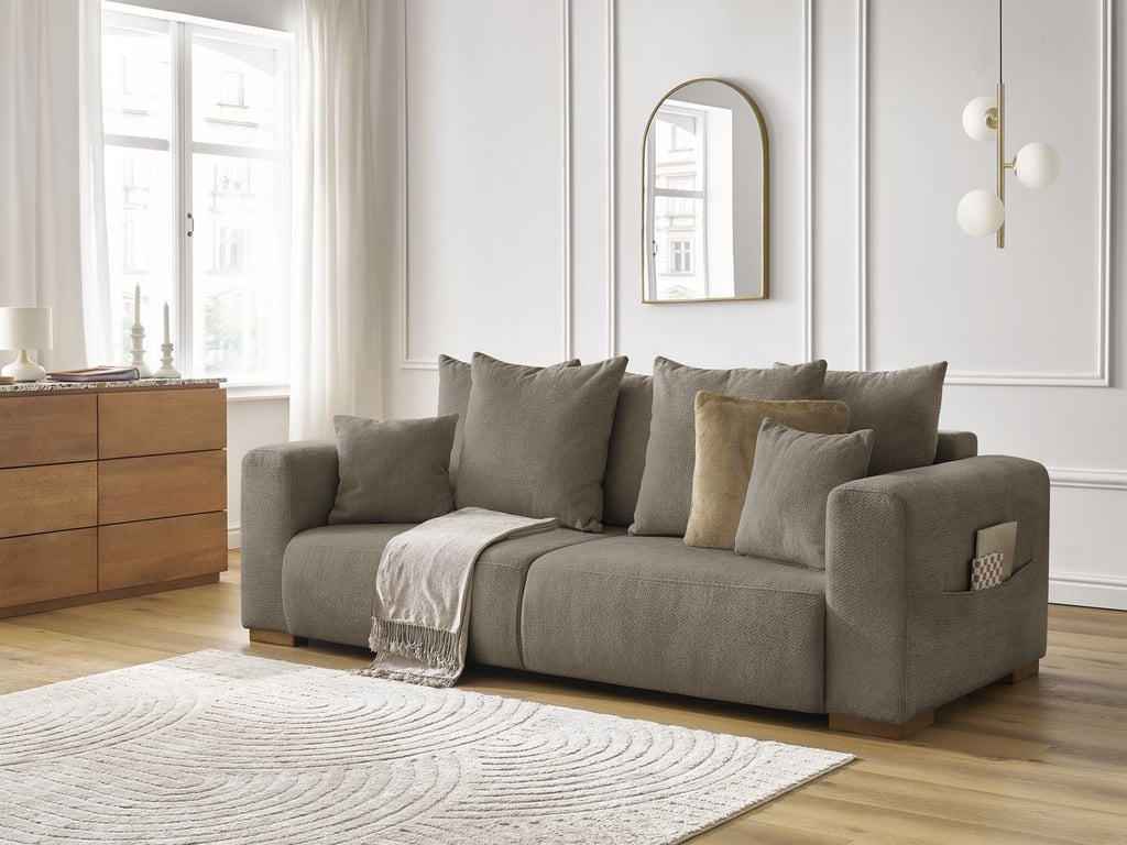 Produit similaire: Canapé droit fixe 3 places SIDONIE tissu chiné taupe BOBOCHIC