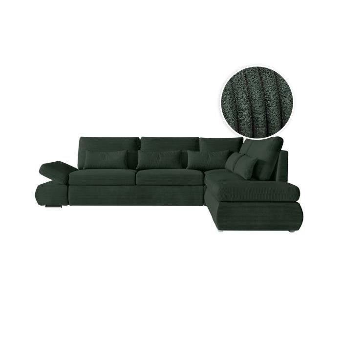 Produit similaire: Canapé d'angle 4 pl réversible SEBASTIAN convertible avec coffre en velours côtelé - Vert foncé - L267 x P200 x H90cm - LOUNGITUDE
