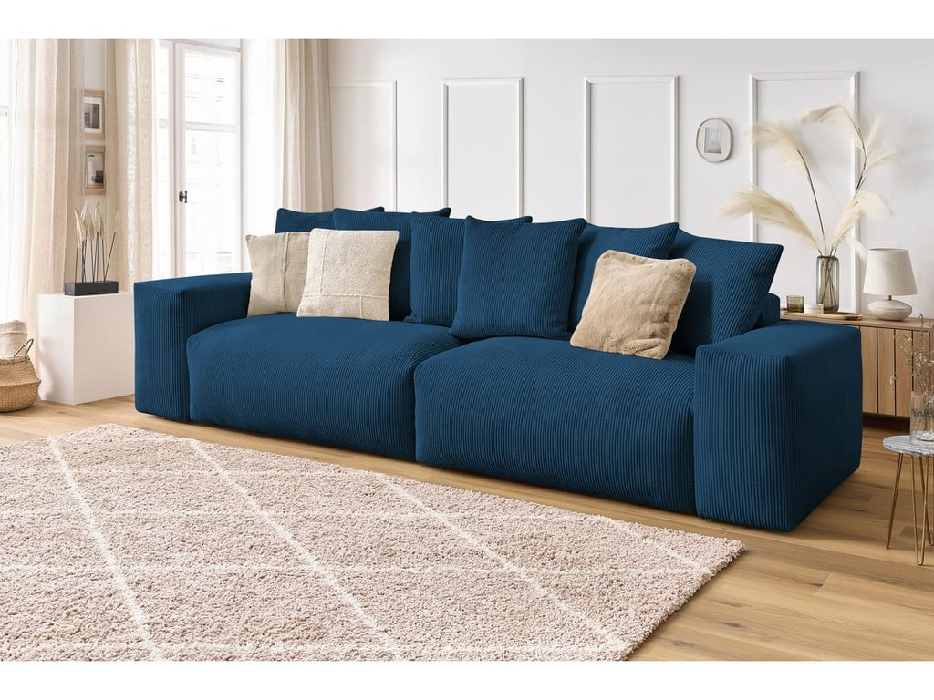 Produit similaire: Canapé droit fixe 4 places VOLTAIRE velours côtelé bleu foncé BOBOCHIC