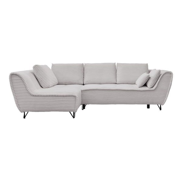 SEYNA - Canapé d’angle convertible avec coffre en velours côtelé gris- Angle gauche
