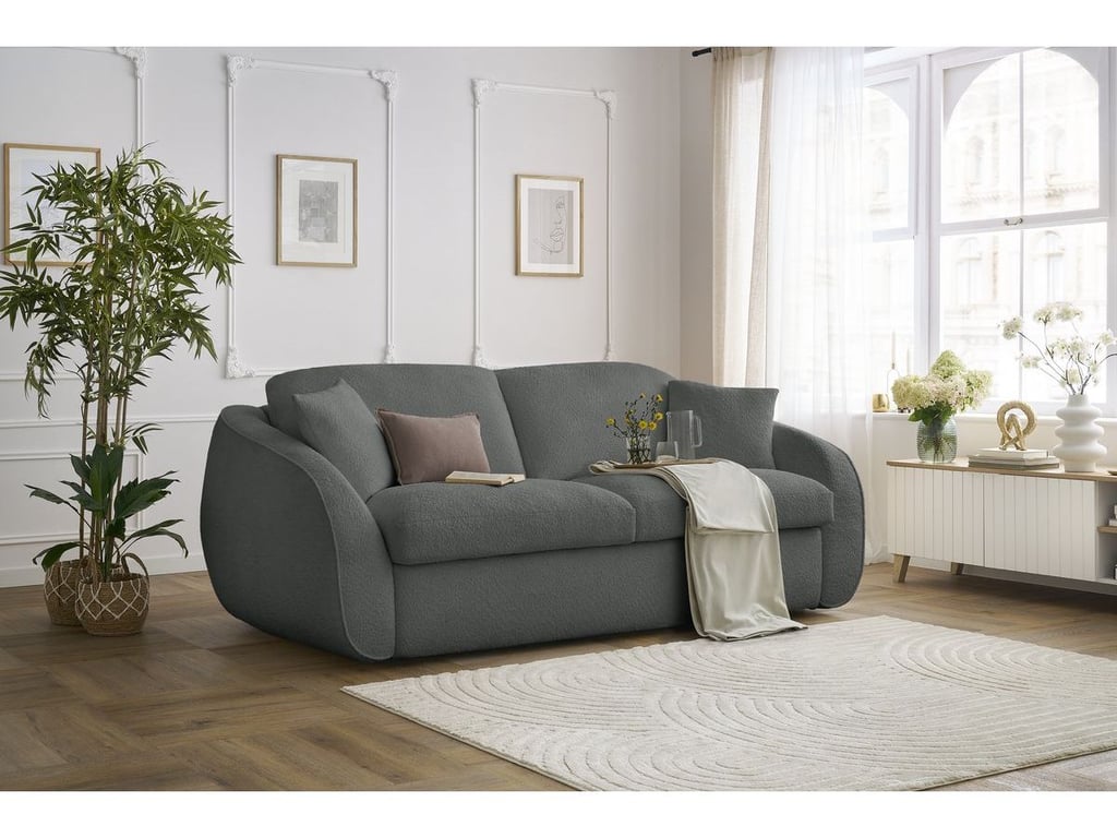 Produit similaire: Canapé droit convertible CEZANNE ouverture express tissu bouclette gris foncé 140x194 BOBOCHIC 3 places