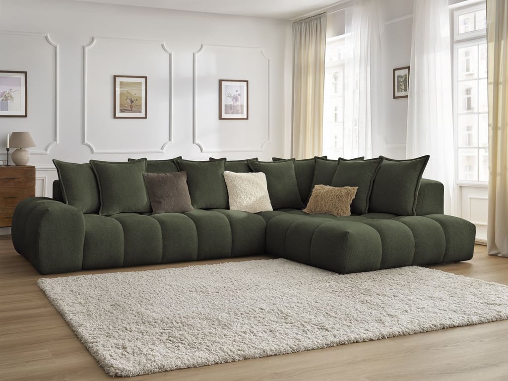 Produit similaire: Canapé d'angle fixe EVEREST tissu chiné vert angle droit BOBOCHIC 4 places