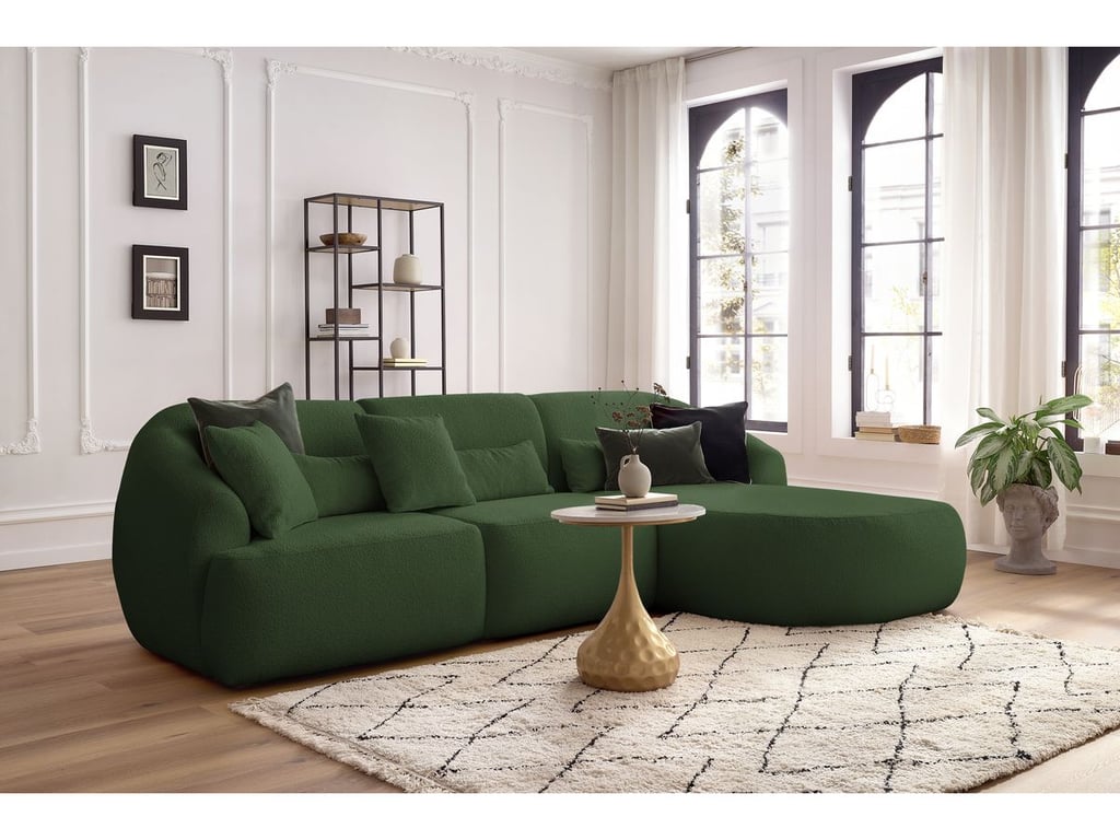 Produit similaire: Alesia canapé d'angle fixe 3 places tissu bouclette vert angle droit