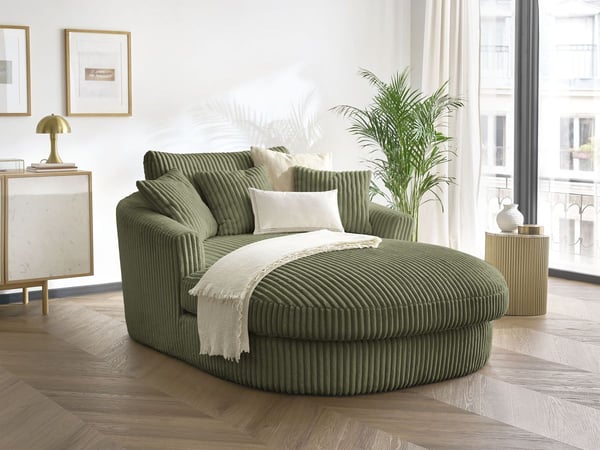 Belem méridienne velours côtelé gros côtelé vert