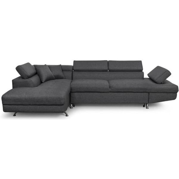 Canapé d'angle RIO Convertible avec coffre en tissu - Angle Gauche, Gris foncé