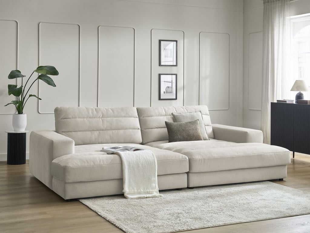 Produit similaire: Canapé droit fixe 4 places SIERRA assise profonde velours beige BOBOCHIC