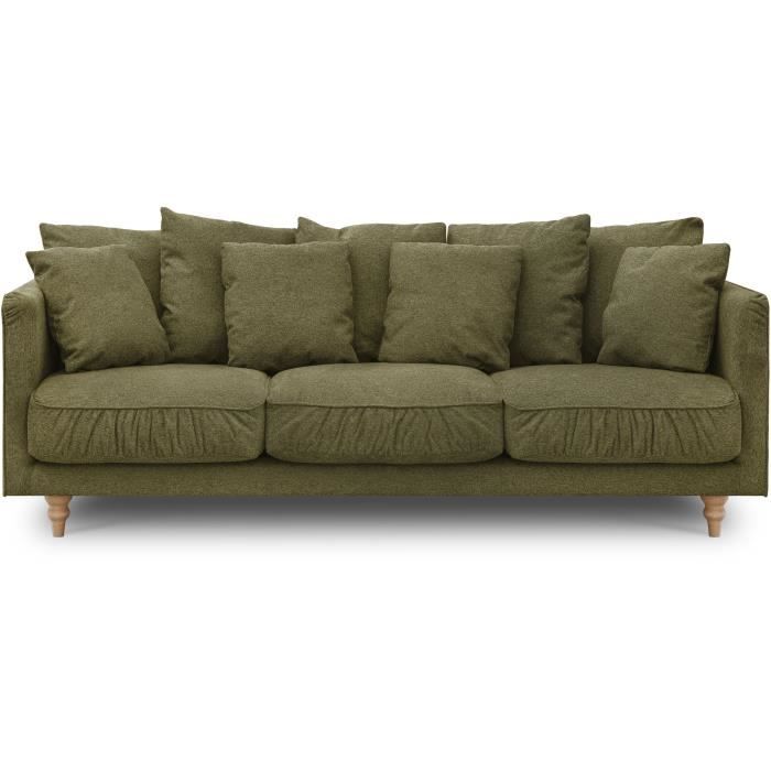 Produit similaire: Canapé fixe 4 places CONSTANCE - Tissu vert - Pied en bois massif - L 212 x H 87 x P 93 cm