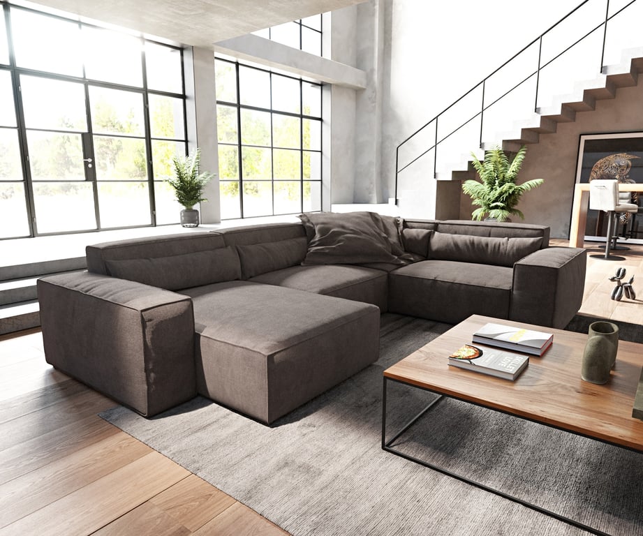 Produit similaire: Canapé panoramique Sirpio L 330x230 cm Microfibre Marron Kaki Recamiere variable