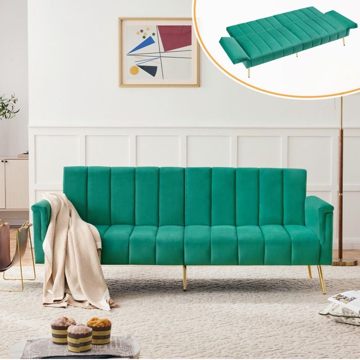 Produit similaire: Canapé lit 2 places, tissu velours, canapé lit pliant, canapé lit avec pieds auxiliaires, canapé lit avec fonction sommeil, Vert