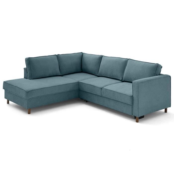 Produit similaire: Jake - canapé d'angle gauche 5 places convertible en tissu velours relief - Bleu