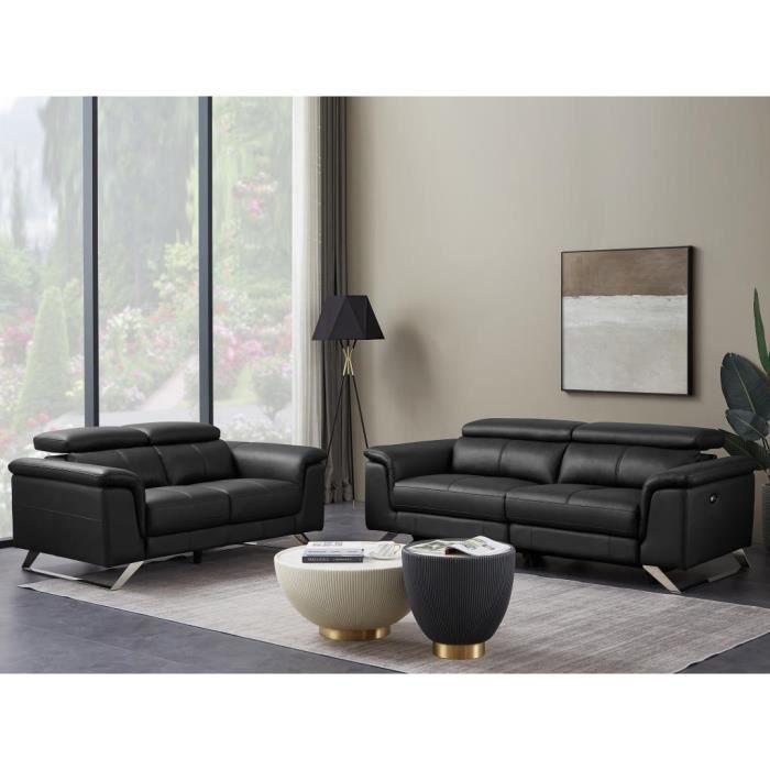 Produit similaire: Canapé 3 places relax électrique en cuir de vachette noir BREYT II